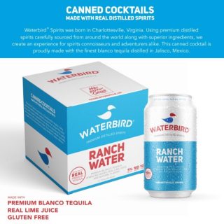 Proudly made with real, premium blanco tequila distilled in Jalisco, Mexico. Waterbird's Ranch Water is 5% ABV, 100 Calories and low in sugar and carbohydrates! #bevdistcle #cleveland #waterbird #cannedcocktails
